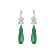 Earrings 5722 in Silver with Green agate