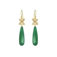 Earrings 5722 in Gold plated silver with Green agate