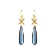 Earrings 5722 in Gold plated silver with London blue crystal