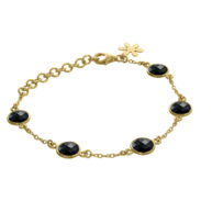 Bracelet 975 in Gold plated silver with Black agate