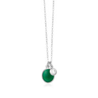 Necklace 981 in Silver with Green agate