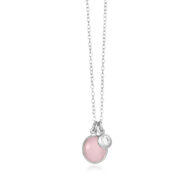 Necklace 981 in Silver with Light pink crystal
