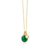 Necklace 981 in Gold plated silver with Green agate