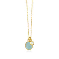 Necklace 981 in Gold plated silver with Light blue crystal