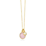 Necklace 981 in Gold plated silver with Light pink crystal