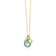 Necklace 981 in Gold plated silver with London blue crystal