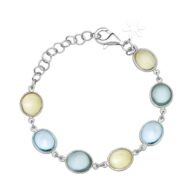 Bracelet 982 in Silver with Mix: green quartz, lemon quartz, synthetic blue topaz