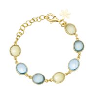 Bracelet 982 in Gold plated silver with Mix: green quartz, lemon quartz, synthetic blue topaz